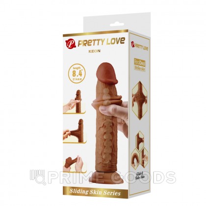 Реалистичный фаллоимитатор на присоске Keon Sliding skin (21,4*4,4 см) коричневый от sex shop primegoods фото 13