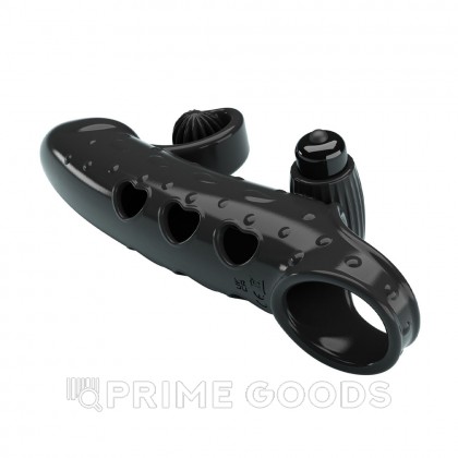 Вибронасадка на пенис «Romance» с кольцом для мошонки черный от sex shop primegoods фото 5