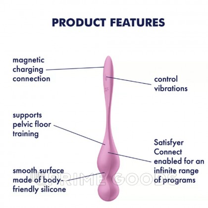 Тренажер для интимных мышц с вибрацией Satisfyer Love Birds 1 розовый (Connect App) от sex shop primegoods фото 6