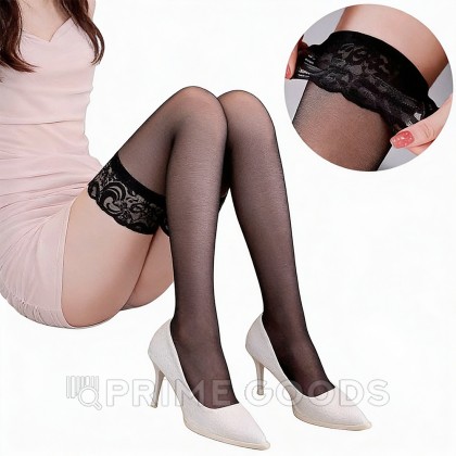 Чулки женские с гладкой резинкой (черный) от sex shop primegoods фото 3