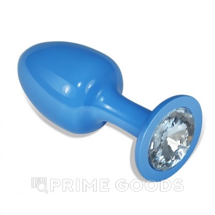 Голубая анальная пробка с белым кристаллом от sex shop primegoods