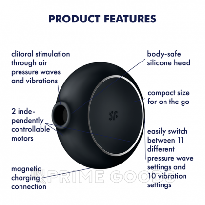 Воздушный клиторальный стимулятор с вибрацией Satisfyer Pro To Go 3, черный от sex shop primegoods фото 5