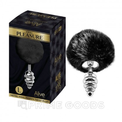 Анальный плаг Fluffy Twist чёрный L от Alive (9×4 см) от sex shop primegoods