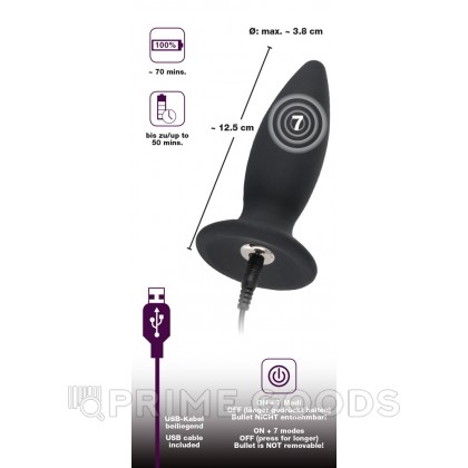 Black Velvets Анальная вибровтулка, M черная от sex shop primegoods фото 4