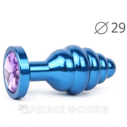 Втулка анальная BLUE PLUG SMALL синяя, светло-фиолетовый кристалл от sex shop primegoods