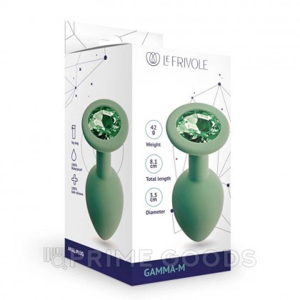 Анальная пробка с зеленым кристаллом Gamma, цвет салатовый (CORE) (M) от sex shop primegoods фото 3