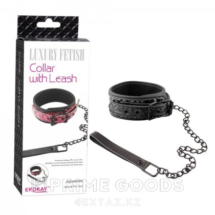 Ошейник с поводком Luxury fetish черный от sex shop primegoods фото 2