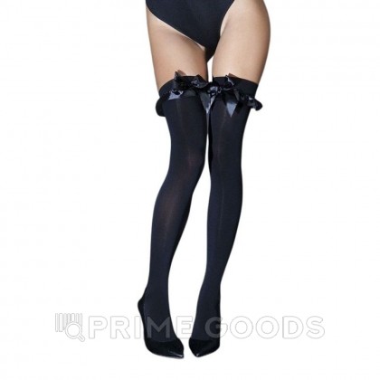 Чулки плотные с атласными бантами Sense, S/M, черные от sex shop primegoods