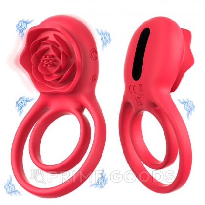 Двойное эрекционное кольцо с вибрацией и стимулятором клитора Rose от sex shop primegoods фото 10