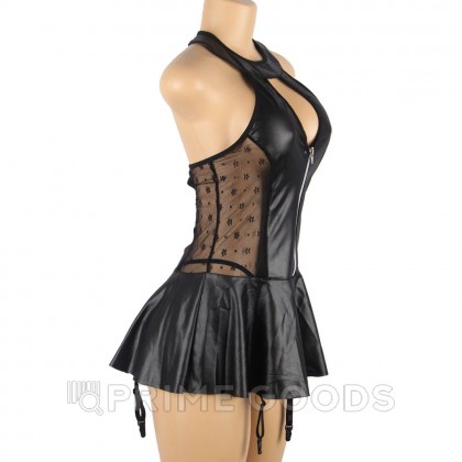 Кожаное платье со шнуровкой и юбкой-воланом Ohyeah +стринги, XL-2XL от sex shop primegoods фото 5