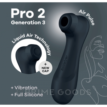 Клиторальный стимулятор Satisfyer Pro 2 Generation 3 с функцией Liquid Air и вибрацией (черный) от sex shop primegoods фото 3