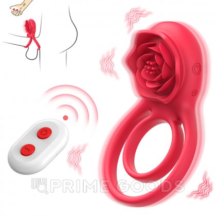Двойное эрекционное кольцо с вибрацией и стимулятором клитора Rose от sex shop primegoods фото 14