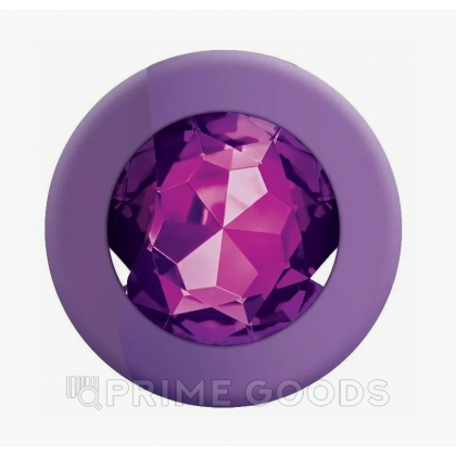 Анальная пробка из фиолетового силикона с розовым кристаллом (размер S) от sex shop primegoods фото 2