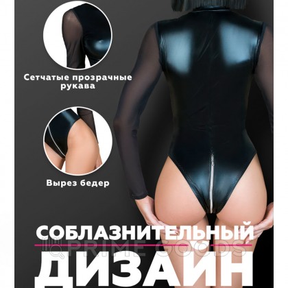 Боди с молнией до поясницы из материала wet look (My Shadow) (S/M) от sex shop primegoods фото 8