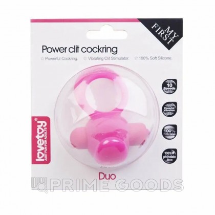 Эрекционное виброкольцо Power DUO clit cockring (розовый) от sex shop primegoods фото 3