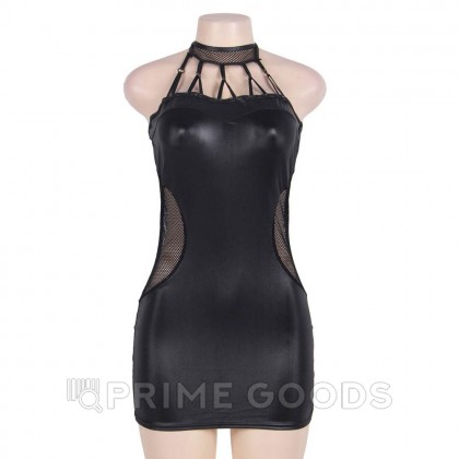 Кожаное платье Ohyeah Lady с ремешками и сеткой, 3XL-4XL от sex shop primegoods фото 8