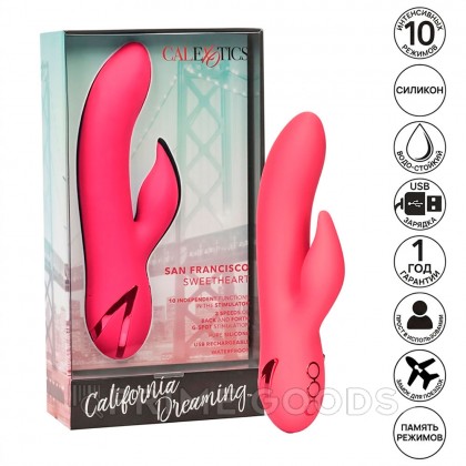 Вибратор-кролик Calexotics California Dreaming San Francisco Sweetheart с функцией «манящее движение» (12x3.25 см) от sex shop primegoods фото 9