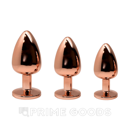Анальная пробка металлическая Tralalo золотая с розовым кристаллом от WOOOMY (9 *4 см.) от sex shop primegoods фото 3