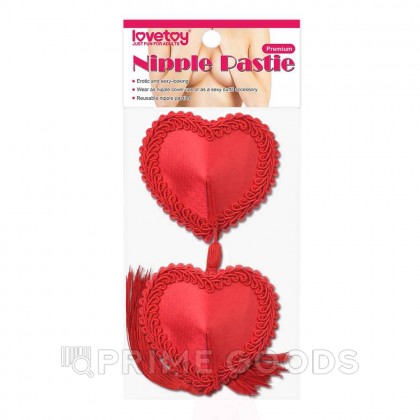Красные пэстисы на соски в виде сердечек с кисточками (многоразовые) от sex shop primegoods