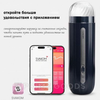 Мастурбатор Hannes Neo с функцией нагрева от SVAKOM темно-синий от sex shop primegoods фото 8