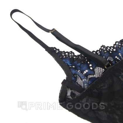 Комплект белья: корсет с подвязками и стрингами черно-синий (размер XS-S) от sex shop primegoods фото 2