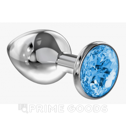 Большая серебряная пробка с голубым кристаллом от sex shop primegoods фото 3