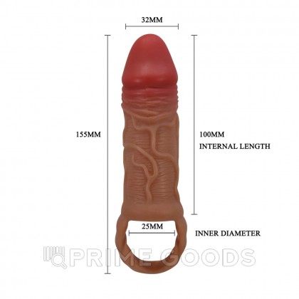 Насадка-удлинитель с кольцом для мошонки  «Peirre» телесная от sex shop primegoods фото 3