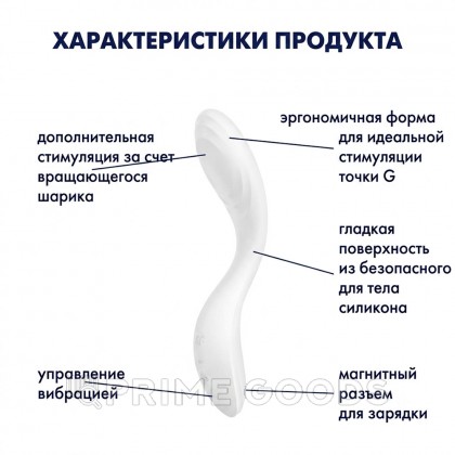 Вибратор с стимуляцией точки G Satisfyer Rrrolling Pleasure белый от sex shop primegoods фото 8