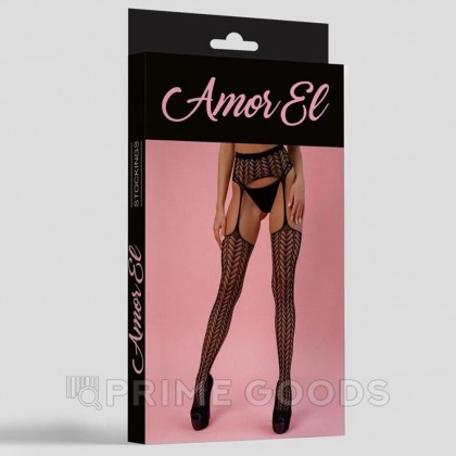 Чулки с поясом Cordova (S/L) черный от sex shop primegoods фото 3