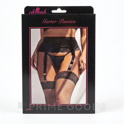 Пояс с подвязками и стрингами (кружева+кожа, размер XL-2XL) от sex shop primegoods фото 3
