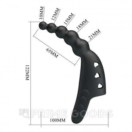 Вибратор на палец «Jordin» с шариками черный от sex shop primegoods фото 6