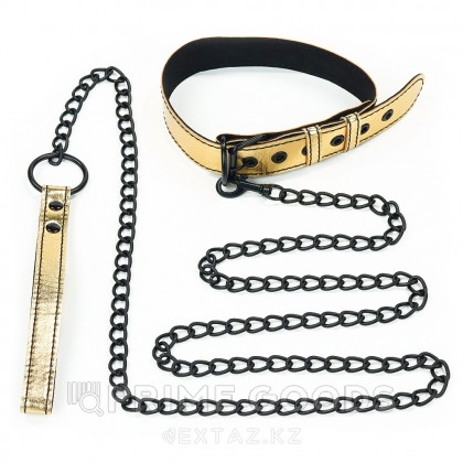 Ошейник с поводком Bondage Fetish Gold от sex shop primegoods