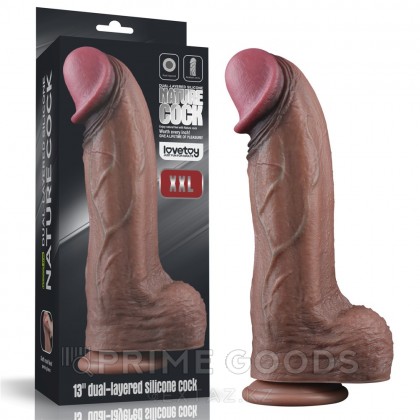 Фаллоимитатор XXL с двойным покрытием (33*7,6) темный от sex shop primegoods фото 7