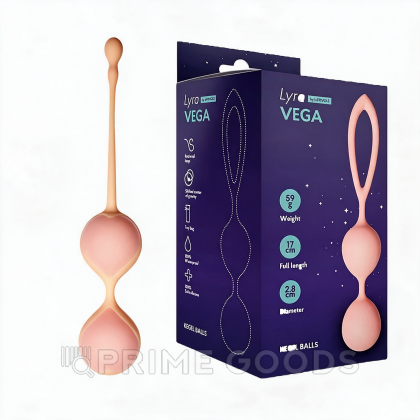Шарики Кегеля со смещенным центром тяжести Vega, персиковый, 2,8 x 17 см, One Size от sex shop primegoods фото 2
