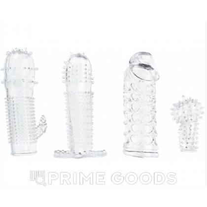 Набор насадок на член Pleasured Penis, прозрачные, 10 см от sex shop primegoods