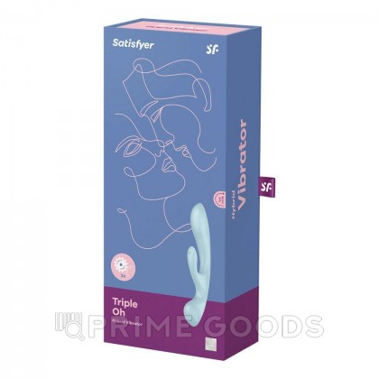 Вибратор-кролик Satisfyer Triple Oh светло-голубой от sex shop primegoods фото 3