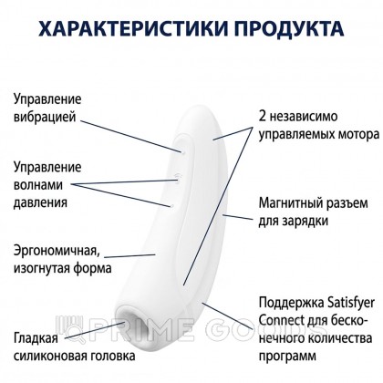 Вакуумный клиторальный стимулятор Satisfyer Curvy 1+ (белый) от sex shop primegoods фото 7