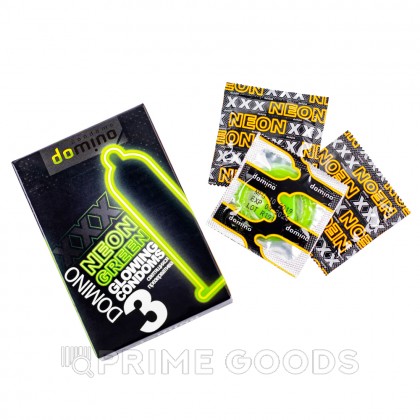 Презервативы DOMINO NEON GREEN светящиеся (3 шт.) от sex shop primegoods фото 2