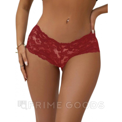 Трусики-шортики кружевные, бордовые, XS-S от sex shop primegoods
