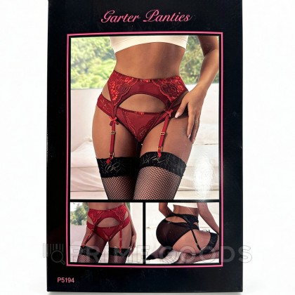 Трусики и пояс для чулок с ремешками Sexy Exquisite Lace, красные, M-L от sex shop primegoods фото 2