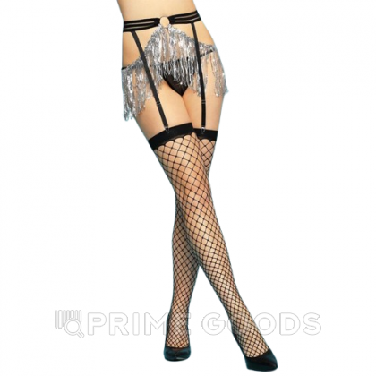 Комплект Cabaret: чулки в сетку с ремешками и блестящим поясом + стринги от sex shop primegoods