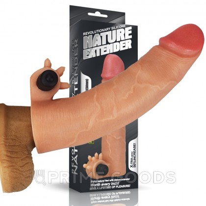 Насадка на пенис с вибропулей Nature Extender Flesh (17,5 см) от sex shop primegoods фото 4