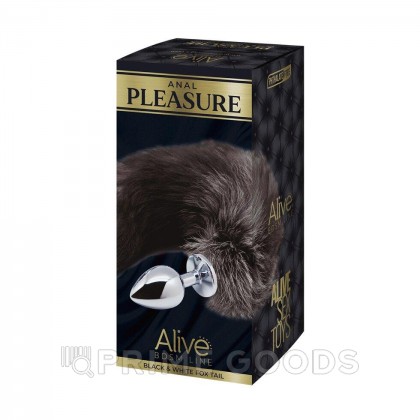 Анальный плаг с лисьим хвостом Black and White Fox Tail от Alive (M) от sex shop primegoods фото 3