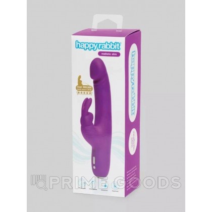 Вибратор Happy Rabbit Slimline Realistic перезаряжаемый, фиолетовый от sex shop primegoods фото 3