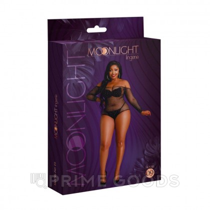 Боди со стразами от Moonlight модель № 09 черное (plus size) от sex shop primegoods фото 3