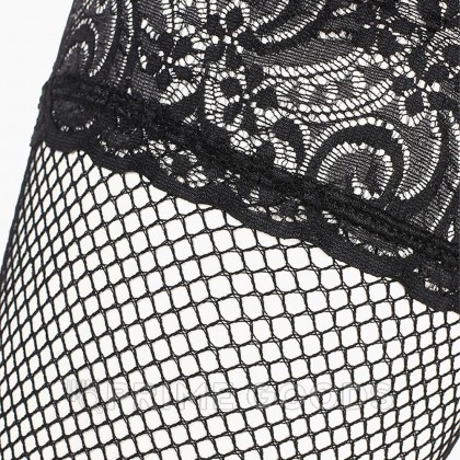 Чулки в мелкую сетку с черной кружевной резинкой на силиконе (Sense) (S/M) от sex shop primegoods фото 6