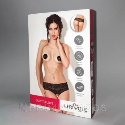 Шортики чёрные высокие с доступом и нежным кружевом Easy to Love, L-XL (46-48) от sex shop primegoods фото 3