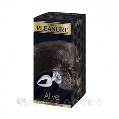 Анальный плаг с лисьим хвостом Black and White Fox Tail L от Alive от sex shop primegoods фото 4