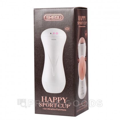 Реалистичный мастурбатор в тубе Happy Cup со стонами и вибрацией от sex shop primegoods фото 12