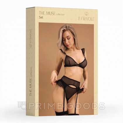 Комплект белья Le Frivole Muse в сетку, с крылышками, S-M от sex shop primegoods фото 3